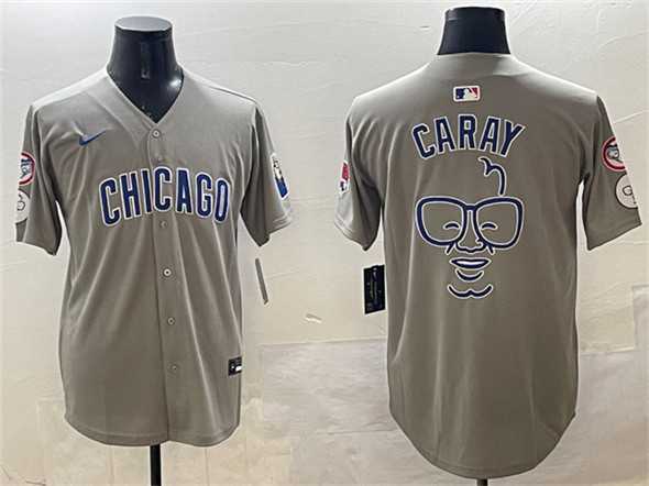Mens Chicago Cubs Gray Harry Caray Holy Cow Patch Limited Stitched Jersey